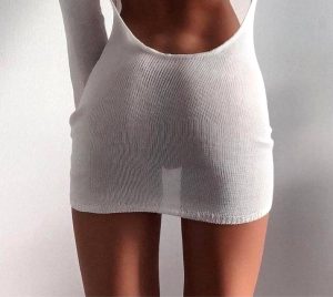 White Sheer Dress Without Panties
